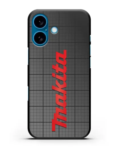 Чехол с логотипом Макита на фоне миллиметровки силиконовый для iPhone 16