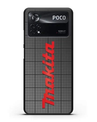 Чехол с логотипом Макита на фоне миллиметровки силиконовый для Xiaomi Poco X4 Pro