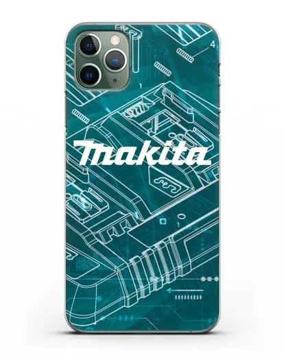 Чехол с фоновым рисунком и надписью Makita силиконовый для iPhone 11 Pro