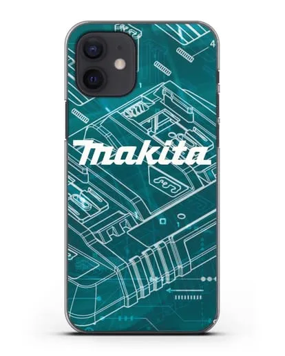 Чехол с фоновым рисунком и надписью Makita силиконовый для iPhone 12