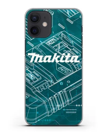 Чехол с фоновым рисунком и надписью Makita силиконовый для iPhone 12 mini