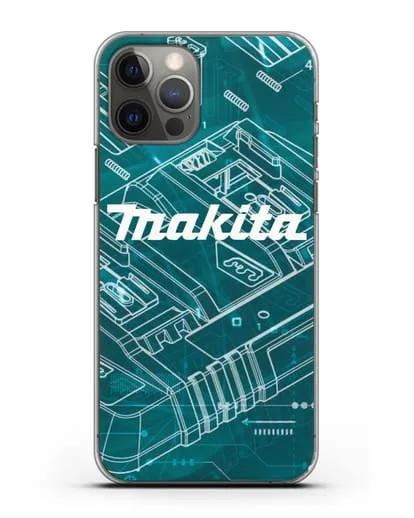 Чехол с фоновым рисунком и надписью Makita силиконовый для iPhone 12 Pro
