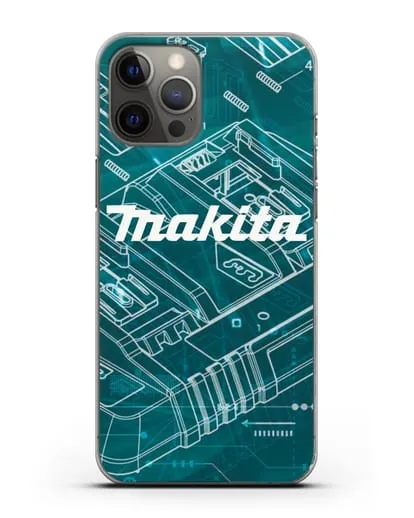 Чехол с фоновым рисунком и надписью Makita силиконовый для iPhone 12 Pro Max