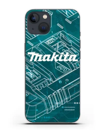 Чехол с фоновым рисунком и надписью Makita силиконовый для iPhone 13