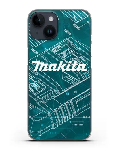 Чехол с фоновым рисунком и надписью Makita силиконовый для iPhone 14