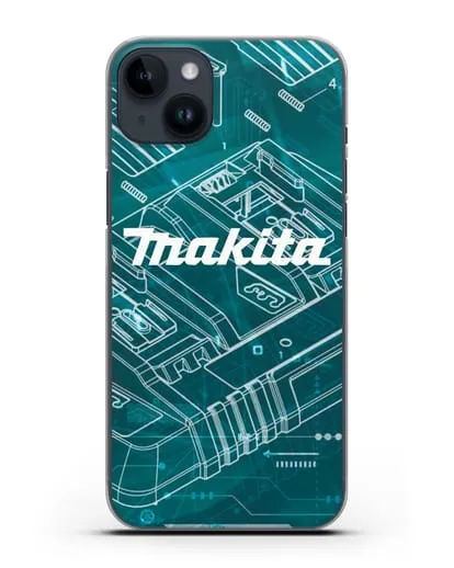 Чехол с фоновым рисунком и надписью Makita силиконовый для iPhone 14 Plus