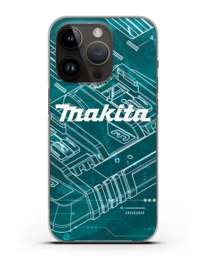 Чехол с фоновым рисунком и надписью Makita силиконовый для iPhone 14 Pro