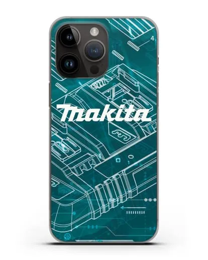 Чехол с фоновым рисунком и надписью Makita силиконовый для iPhone 14 Pro Max