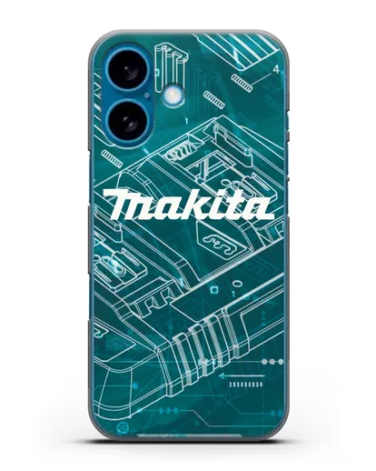 Чехол с фоновым рисунком и надписью Makita силиконовый для iPhone 16