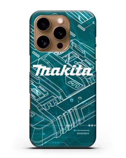 Чехол с фоновым рисунком и надписью Makita силиконовый для iPhone 16 Pro