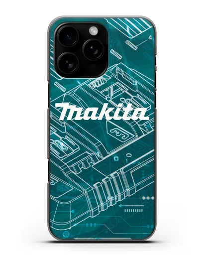 Чехол с фоновым рисунком и надписью Makita силиконовый для iPhone 16 Pro Max