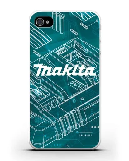 Чехол с фоновым рисунком и надписью Makita силиконовый для iPhone 4/4s