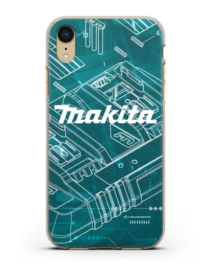 Чехол с фоновым рисунком и надписью Makita силиконовый для iPhone XR