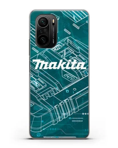 Чехол с фоновым рисунком и надписью Makita силиконовый для Xiaomi Poco F3 Pro