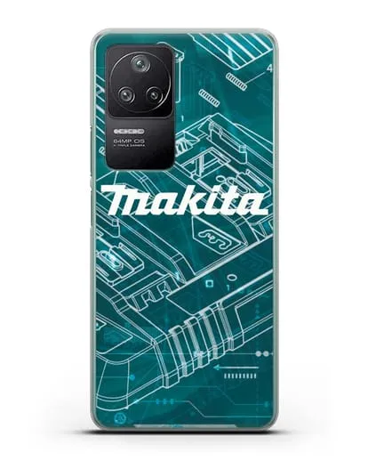 Чехол с фоновым рисунком и надписью Makita силиконовый для Xiaomi Poco F4