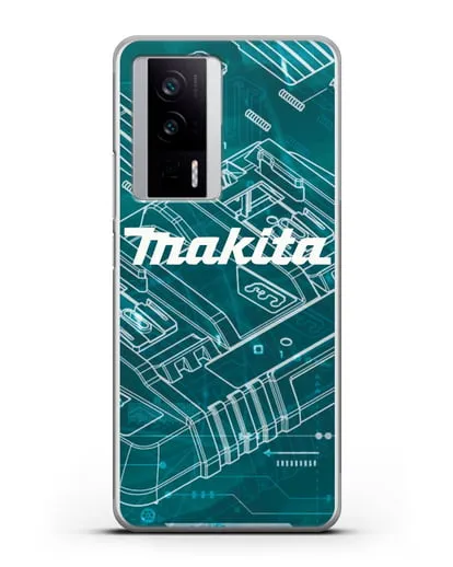 Чехол с фоновым рисунком и надписью Makita силиконовый для Xiaomi Poco F5 Pro