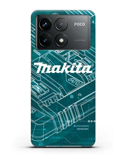 Чехол с фоновым рисунком и надписью Makita силиконовый для Xiaomi Poco F6 Pro