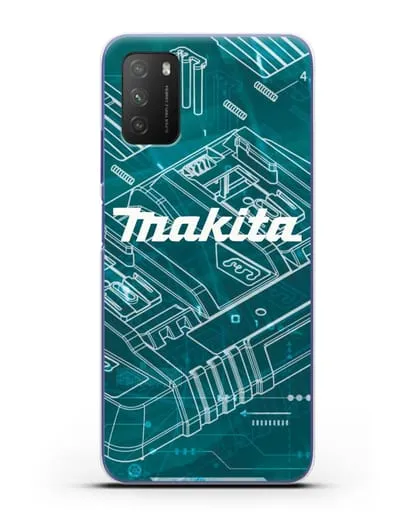 Чехол с фоновым рисунком и надписью Makita силиконовый для Xiaomi Poco M3