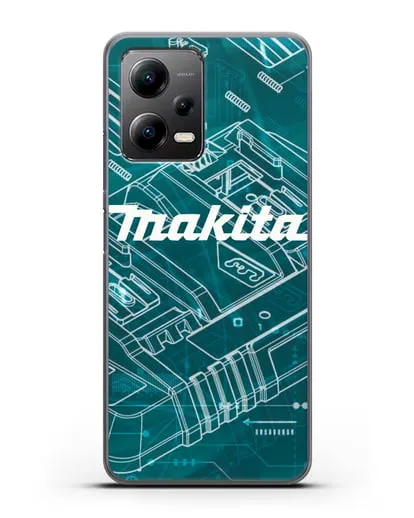 Чехол с фоновым рисунком и надписью Makita силиконовый для Xiaomi Poco X5