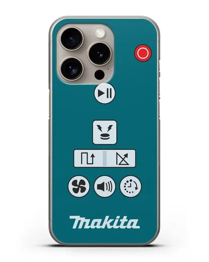 Чехол с дизайном пульт-контроллер Makita силиконовый для iPhone 15 Pro
