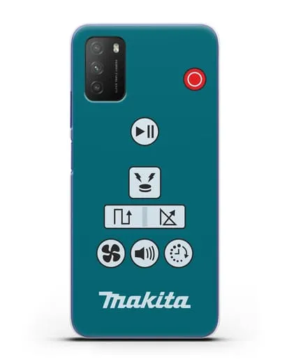 Чехол с дизайном пульт-контроллер Makita силиконовый для Xiaomi Poco M3