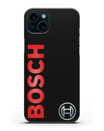 Чехол с надписью и логотипом Bosch силиконовый для iPhone 15 Plus