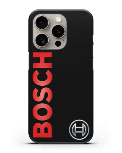 Чехол с надписью и логотипом Bosch силиконовый для iPhone 15 Pro