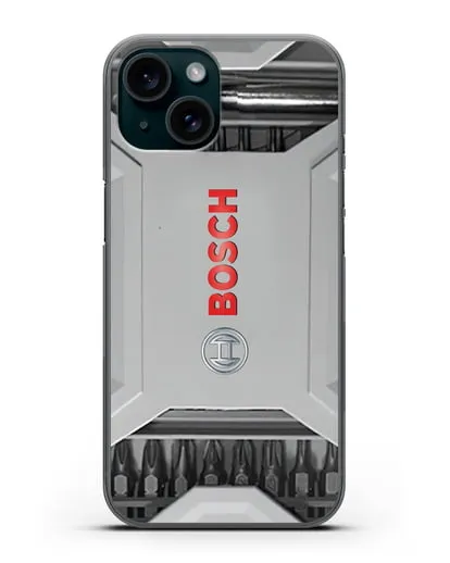 Чехол кейс с битами Bosch силиконовый для iPhone 15