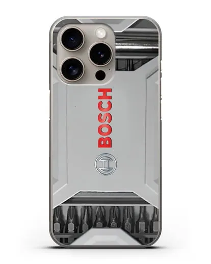 Чехол кейс с битами Bosch силиконовый для iPhone 15 Pro