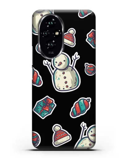 Чехол с иллюстрацией Снеговик и ёлочные игрушки силиконовый для Honor 200