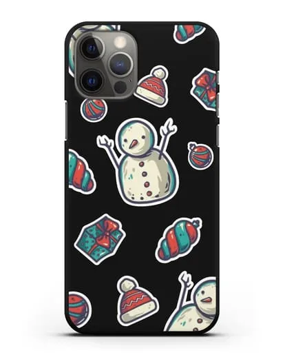 Чехол с иллюстрацией Снеговик и ёлочные игрушки силиконовый для iPhone 12 Pro