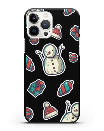 Чехол с иллюстрацией Снеговик и ёлочные игрушки силиконовый для iPhone 13 Pro Max
