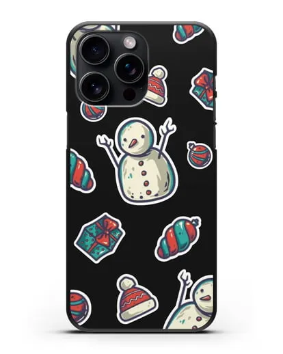 Чехол с иллюстрацией Снеговик и ёлочные игрушки силиконовый для iPhone 15 Pro Max