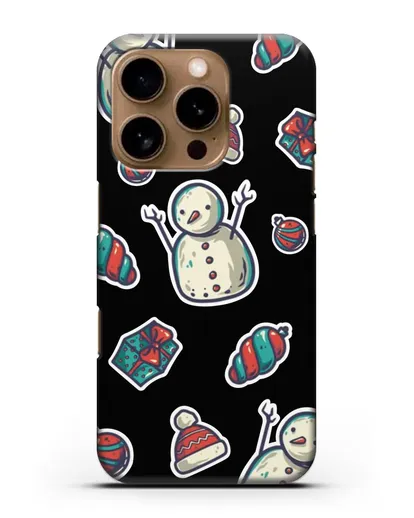 Чехол с иллюстрацией Снеговик и ёлочные игрушки силиконовый для iPhone 16 Pro