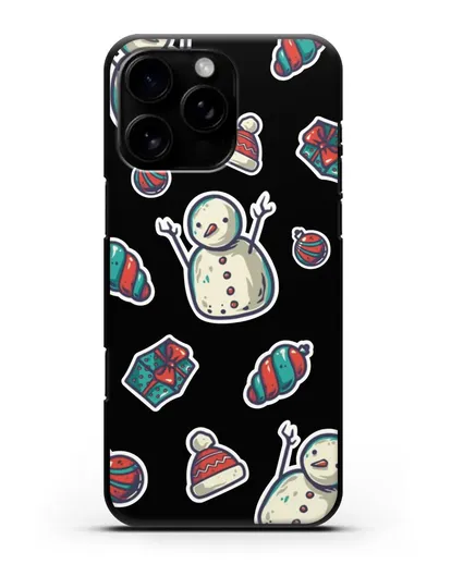 Чехол с иллюстрацией Снеговик и ёлочные игрушки силиконовый для iPhone 16 Pro Max