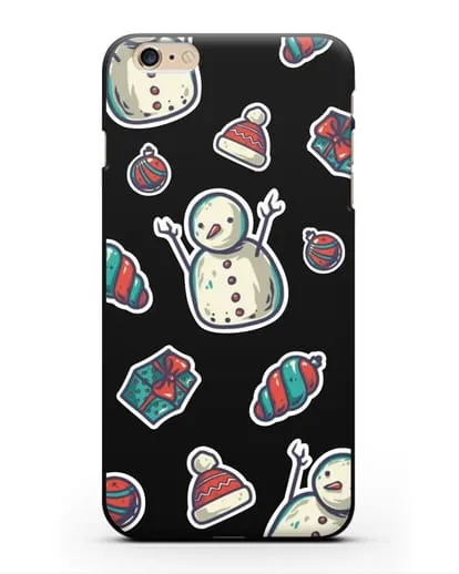 Чехол с иллюстрацией Снеговик и ёлочные игрушки силиконовый для iPhone 6s Plus