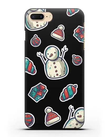 Чехол с иллюстрацией Снеговик и ёлочные игрушки силиконовый для iPhone 8 Plus