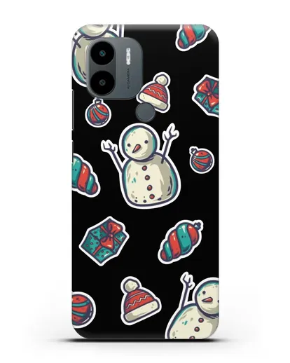 Чехол с иллюстрацией Снеговик и ёлочные игрушки силиконовый для Xiaomi Poco C51