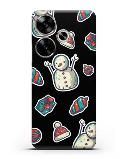 Чехол с иллюстрацией Снеговик и ёлочные игрушки силиконовый для Xiaomi Poco F6