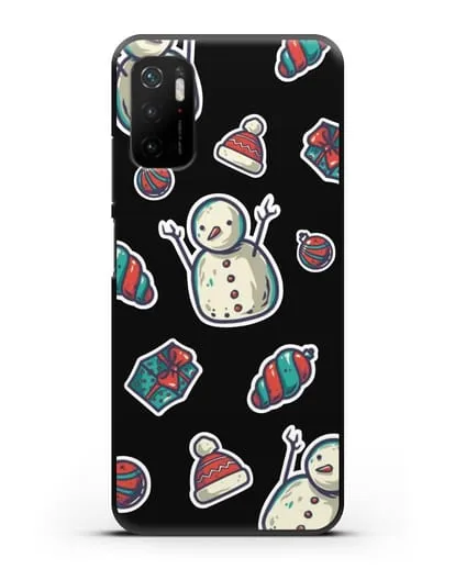 Чехол с иллюстрацией Снеговик и ёлочные игрушки силиконовый для Xiaomi Poco M3 Pro