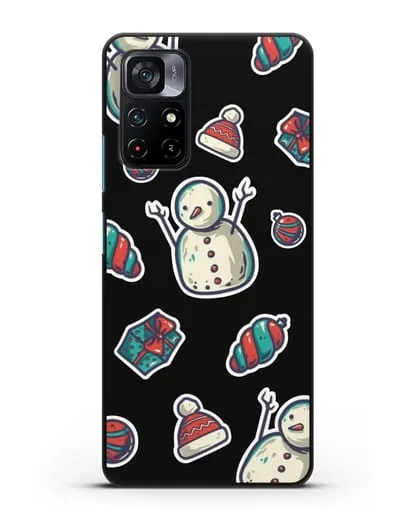 Чехол с иллюстрацией Снеговик и ёлочные игрушки силиконовый для Xiaomi Poco M4 Pro 5G
