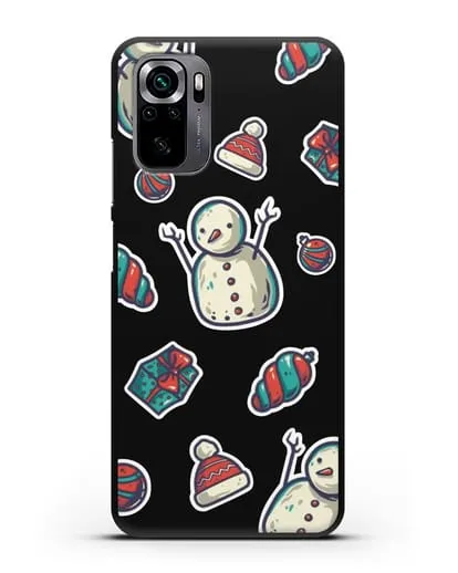 Чехол с иллюстрацией Снеговик и ёлочные игрушки силиконовый для Xiaomi Poco M5s