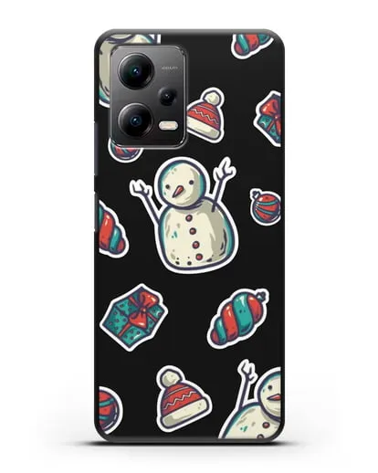 Чехол с иллюстрацией Снеговик и ёлочные игрушки силиконовый для Xiaomi Poco X5