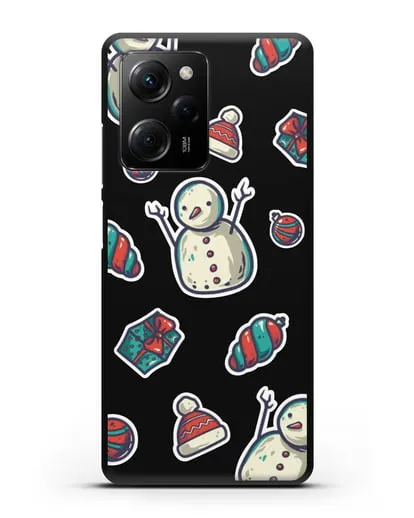 Чехол с иллюстрацией Снеговик и ёлочные игрушки силиконовый для Xiaomi Poco X5 Pro