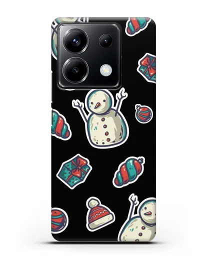 Чехол с иллюстрацией Снеговик и ёлочные игрушки силиконовый для Xiaomi Poco X6
