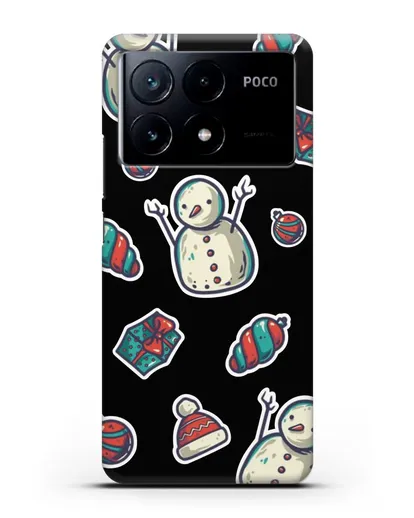 Чехол с иллюстрацией Снеговик и ёлочные игрушки силиконовый для Xiaomi Poco X6 Pro