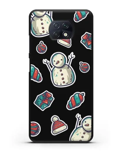 Чехол с иллюстрацией Снеговик и ёлочные игрушки силиконовый для Xiaomi Redmi Note 9T