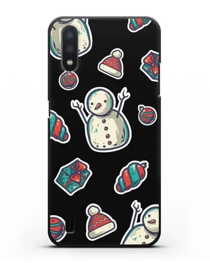 Чехол с иллюстрацией Снеговик и ёлочные игрушки силиконовый для Samsung Galaxy A01 [SM-A015F]