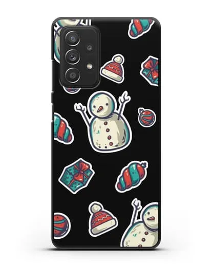 Чехол с иллюстрацией Снеговик и ёлочные игрушки силиконовый для Samsung Galaxy A53