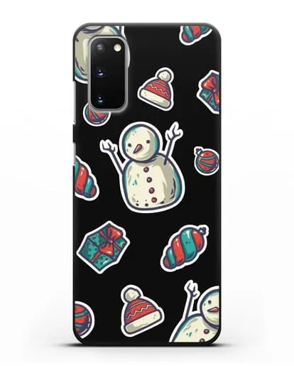 Чехол с иллюстрацией Снеговик и ёлочные игрушки силиконовый для Samsung Galaxy S20 [SM-G980F]